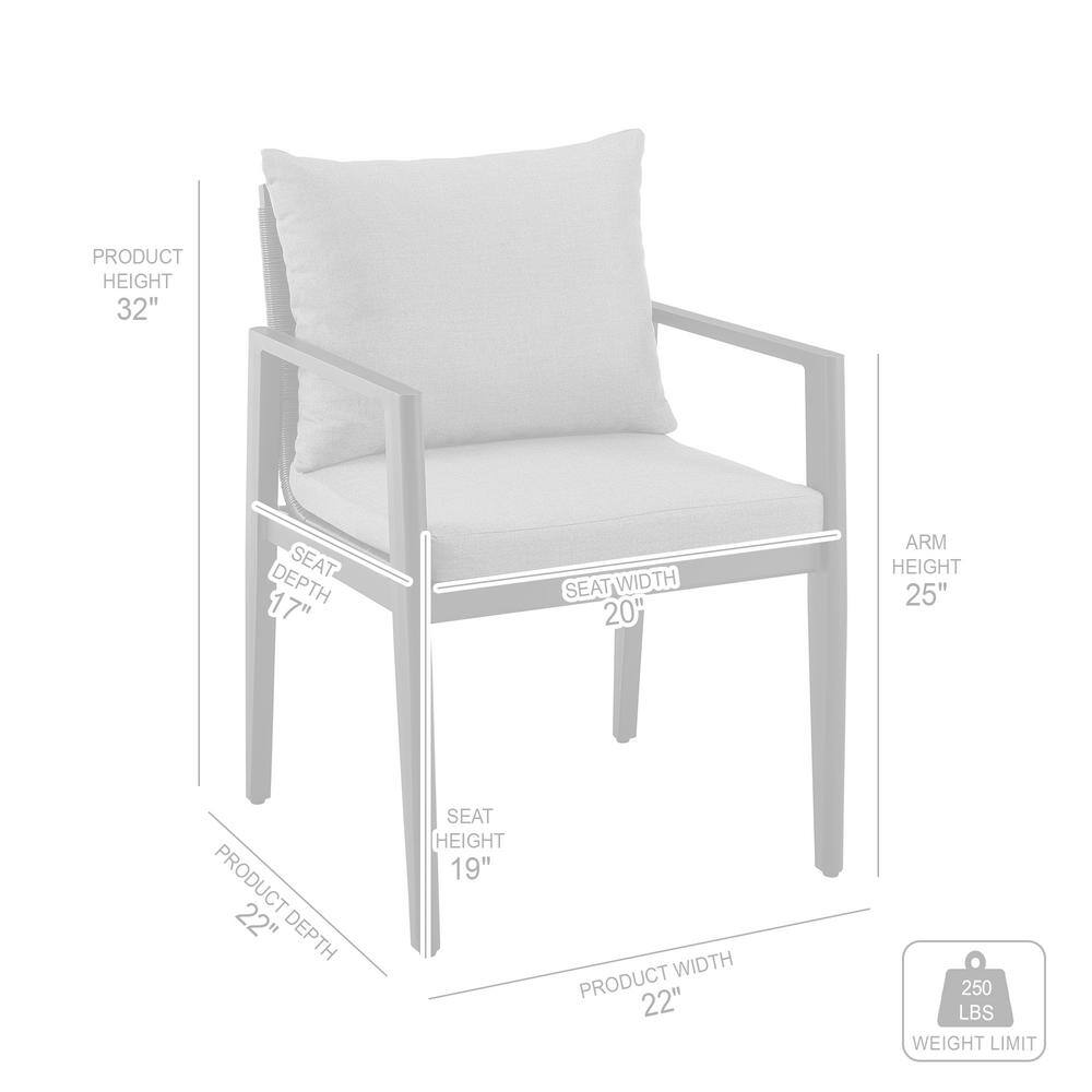 Grand Black Aluminum Outdoor Dining Chairs with Dark Gray Cushions - Set of 2