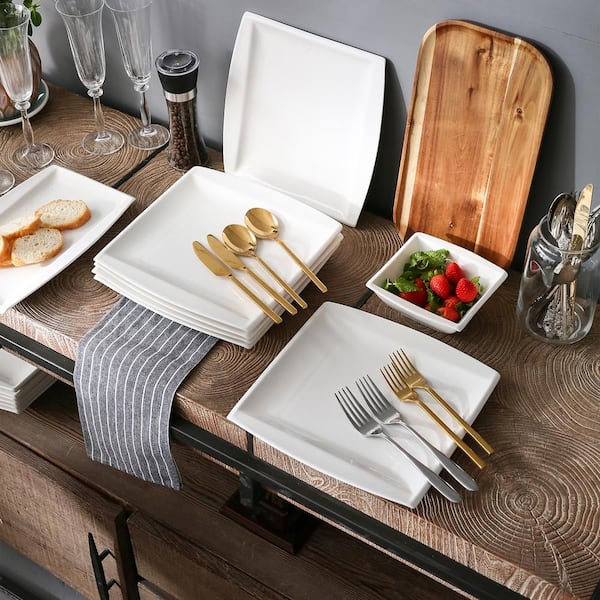 MALACASA Series Blance 6-Piece Ivory White Porcelain Dinnerware