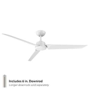 Roboto 62 in. Indoor/Outdoor Matte White 3-Blade Smart Ceiling Fan with Remote Control