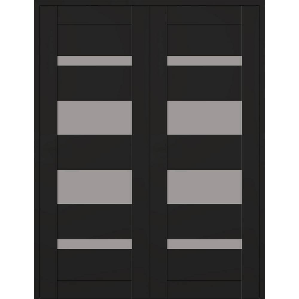 Mirella 64 in. x 80 in. Both Active 4-Lite Frosted Glass Black Matte Composite Double Prehung Interior Door price history on PriceWatchPro