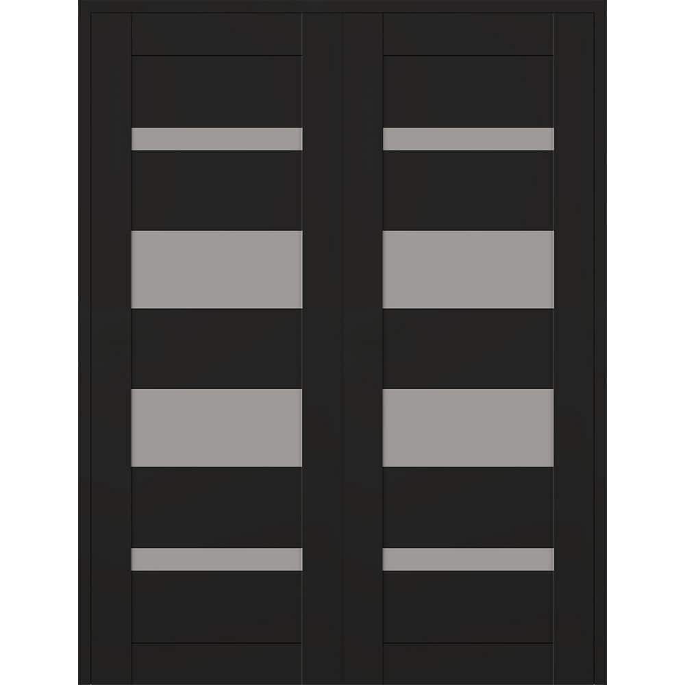 Mirella 72 in. x 84 in. Both Active 5-Lite Frosted Glass Black Matte Composite Double Prehung Interior Door price history on PriceWatchPro