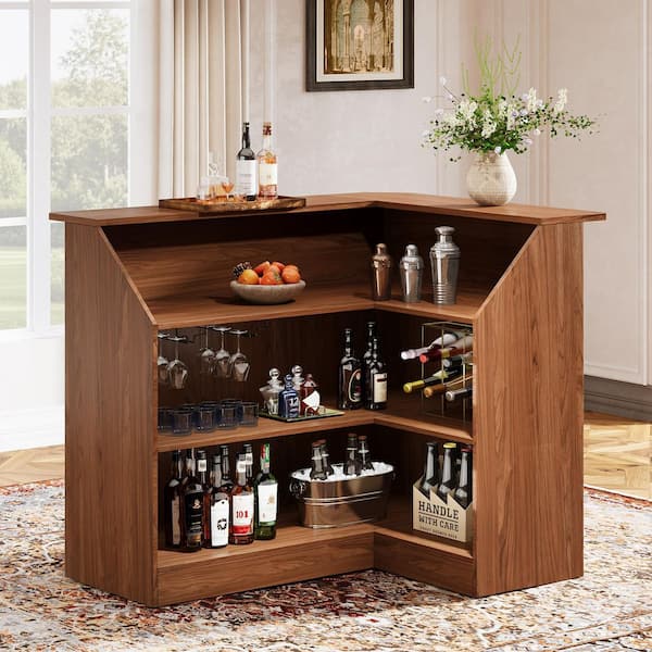 BYBLIGHT Kearsten Dark Brown 44.09 in. H Corner Bar L-Shaped Home