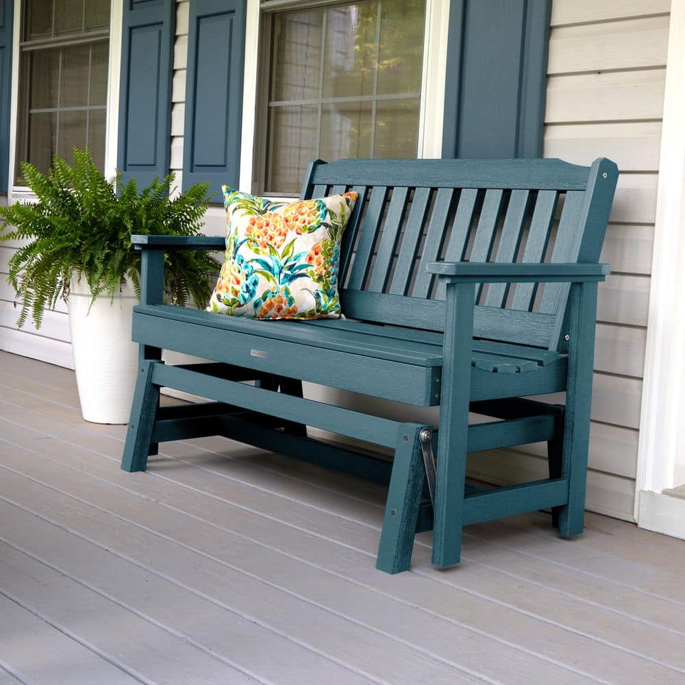 Highwood Lehigh 48 in. 2-Person Nantucket Blue Recyled Plastic