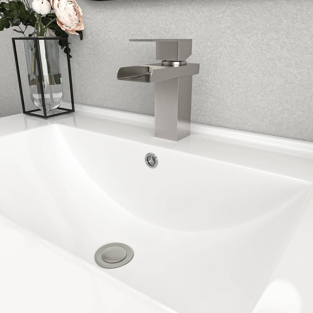 30 in. White Ceramic Rectangular Single Sink Bathroom Vanity Top