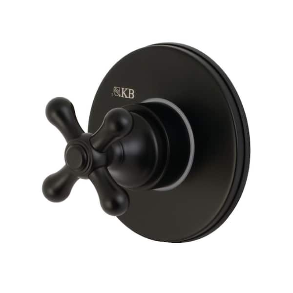 Kingston Brass Single-Handle 1-Hole Wall Mount Three-Way Diverter Valve with Trim Kit in Matte Black