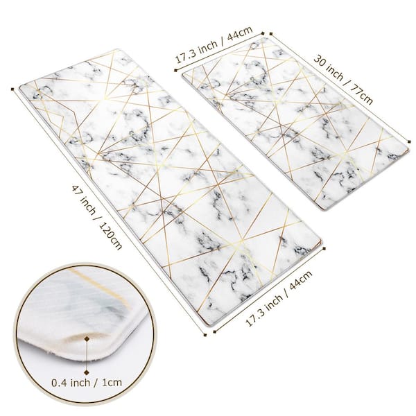 Black Marble Kitchen Rug Set of 2 Anti Fatigue Modern Abstract Non-Slip  Kitchen Floor Mats 0.4 Inch Comfort Standing Waterproof Mats for Kitchen  Sink