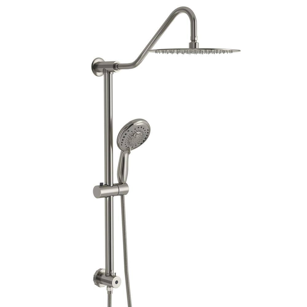 5-Spray 10 in. Wall Mount Fixed and Handheld Shower Head, Dual Shower Heads with Hose 1.8 GPM in Brushed Nickel price history on PriceWatchPro