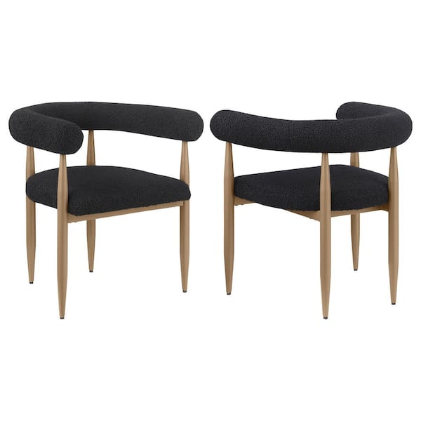 Coaster Dunmore Black and Bronze Boucle Upholstered with Padded U-Shaped Backrests Open Back Set of 2