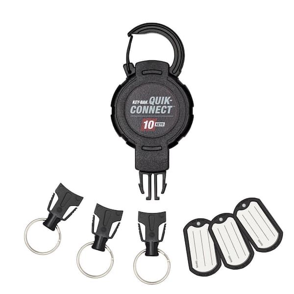 Key Bak Super Hd 8Oz Locking Retractable Keychain 48 Stainless Steel Cable, Black