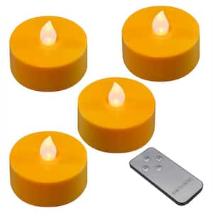 Battery Orange Operated Extra Large Tea Lights with Remote Control and 2-Timers (4-Count)