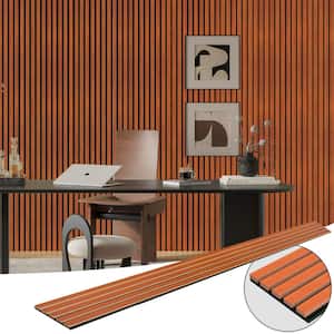 Cherry 0.83 in. x 0.65 ft. x 8 ft. Wood Slat Acoustic Panels, MDF Decorative Wall Paneling (4 Piece/21 sq. ft.)