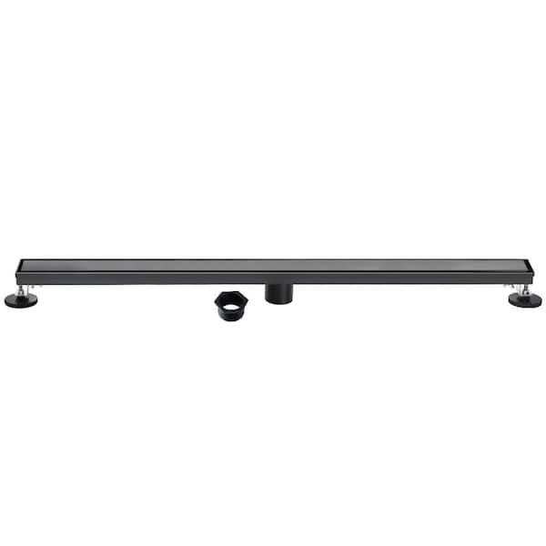 Watercourse 60 in. Stainless Steel Linear Shower Drain with Tile-In Pattern in Matte Black
