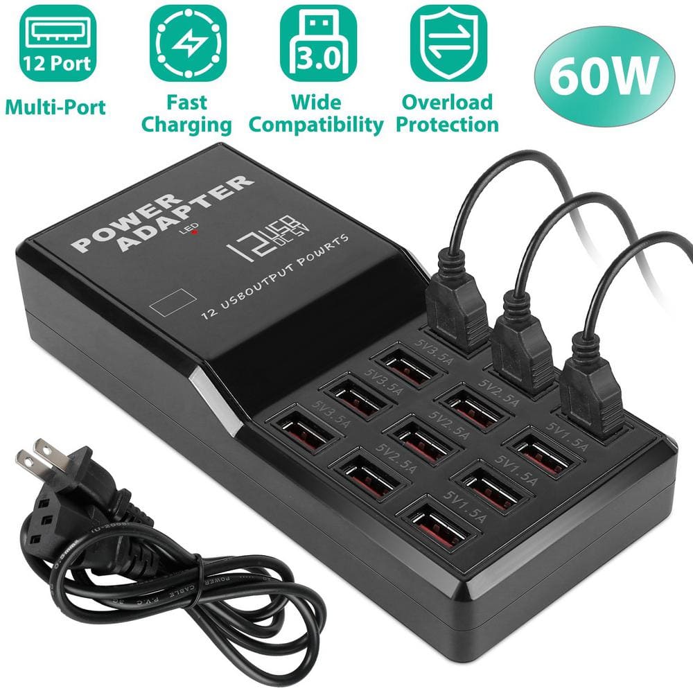 Etokfoks 7 Port USB 2.0 High Speed Multiport USB Hub with Individual  Switches and LEDs MLSX03LT057 - The Home Depot