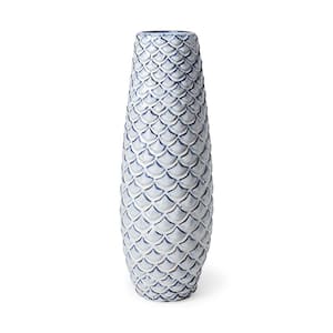 16 in. Blue Ceramic Pot Decorative Vase