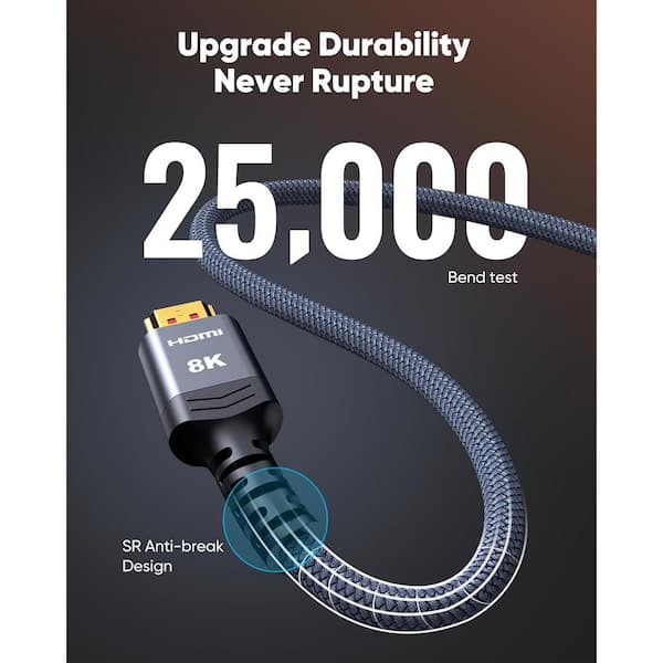 Ahfiwaso 15 ft. 8K@60 Long HDMI Cable, 48Gbps 2.1 High Speed Ahfiwaso 15 ft. 8K@60 Long HDMI Cable, 48Gbps 2.1 High Speed