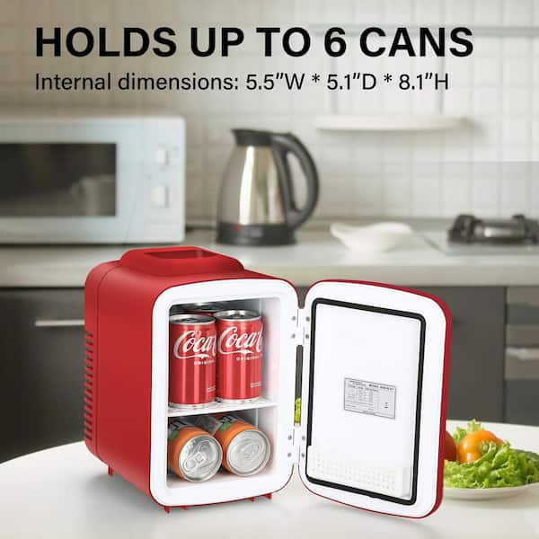 cadeninc 0.14 cu.ft. 6-Can Portable Mini Fridge and Cooler/Warmer,  Freon-Free Small Refrigerator for Skincare, Food, Red DHS-LQW1-850 - The  Home Depot