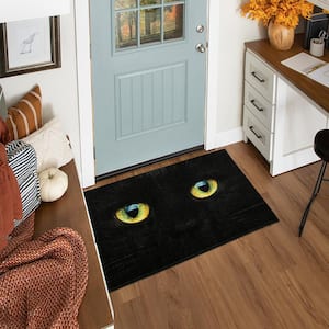 Cat Face Black 2 ft. 6 in. x 4 ft. 2 in. Machine Washable Holiday Area Rug