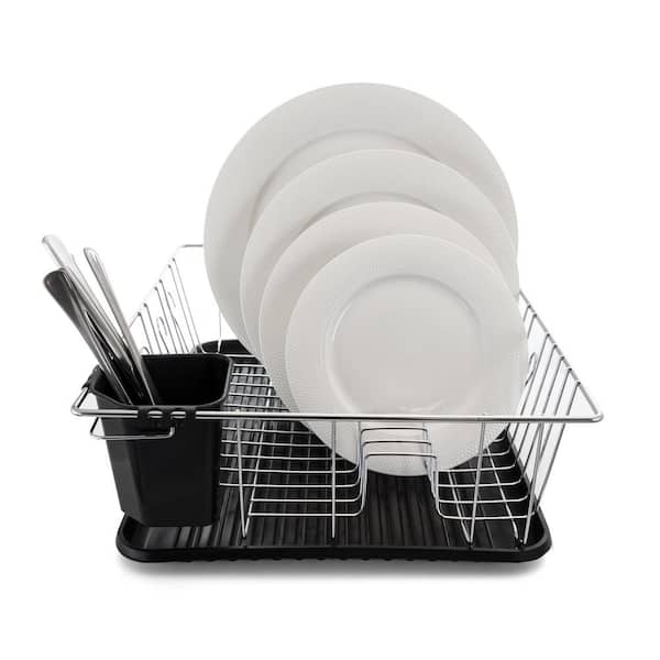 Space Saver Steel Dish Rack with Utensil Tray Black - Brightroom™