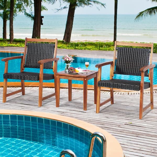 Liviza 3 Pieces Wood Outdoor Bistro Set