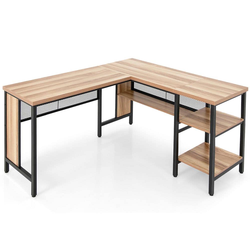 Costway 55 in. LShaped Corner Computer Desk Home Office Workstation In