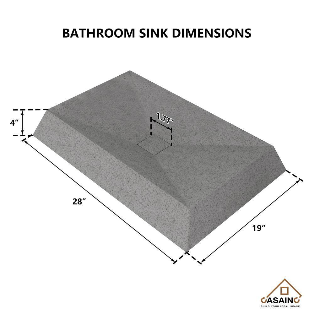 Mottled Bluish Gray Concrete Rectangular Above-Counter Vessel Sink