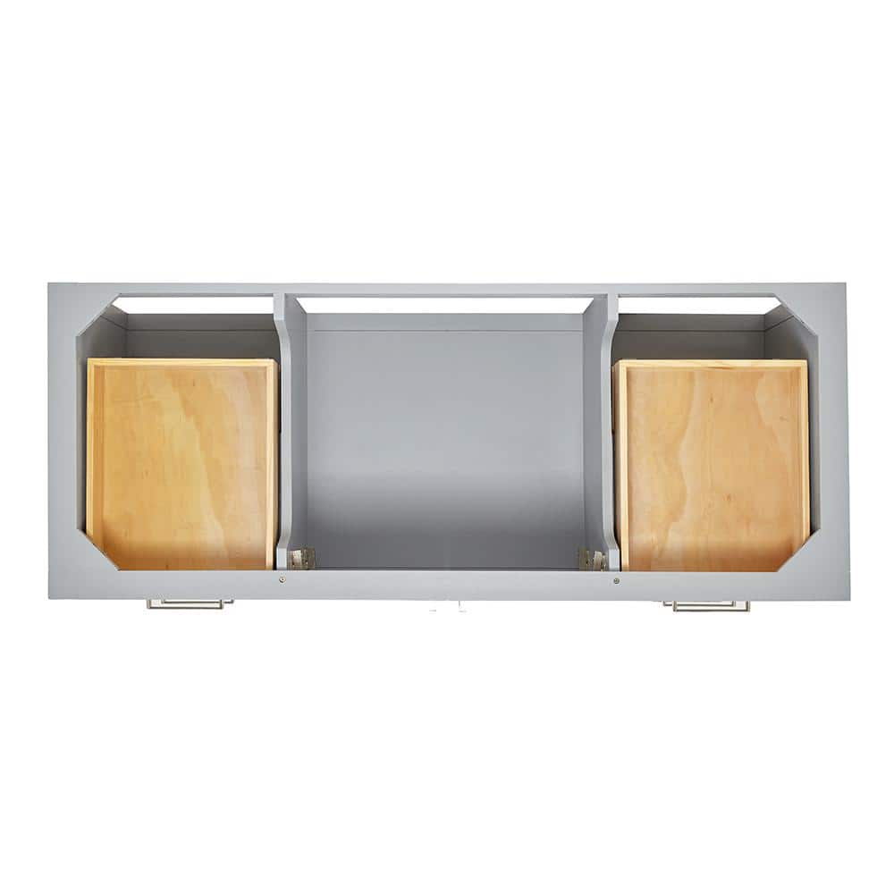 Gray Solid Wood Single Freestanding Bathroom Vanity Base