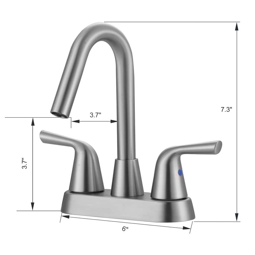 Brushed Nickel Double Handle Mid Arc Bathroom Faucet