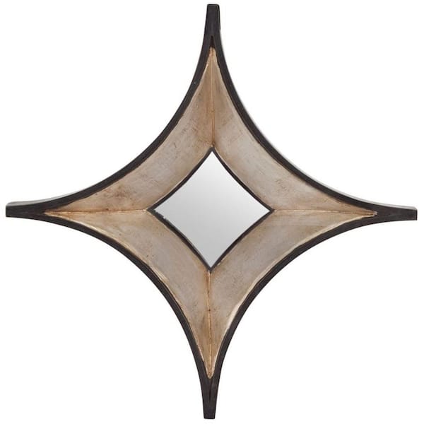 HomeRoots Mariana 16.5 in. x 2.35 in. Classic Irregular Framed Brown Vanity Mirror