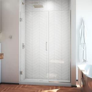 Unidoor Plus 52 to 52.5 in. x 72 in. Frameless Hinged Shower Door in Brushed Nickel