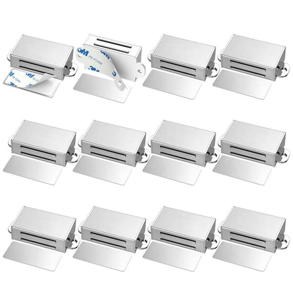 12-Pack Silver Adhesive Cabinet Door Magnet, Magnetic Door Catch, Stainless Steel Kitchen Cabinet Magnetic Latch