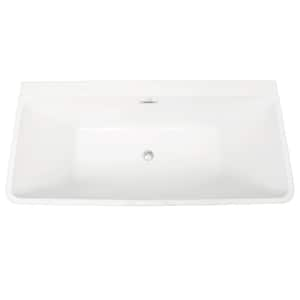 63 in. x 29 in. Acrylic Soaking Bathtub with Freestanding Flatbottom Center Drain in Gloss White