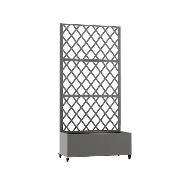 SpassWay 6 ft. H x 3 ft. W Metal Planter Box with Trellis Gray