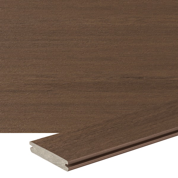 Advanced PVC Vintage 5/4 in. x 6 in. x 16 ft. Grooved English Walnut PVC Deck Board(Actual: 1 in. x 5 1/2 in. x 16 ft. )