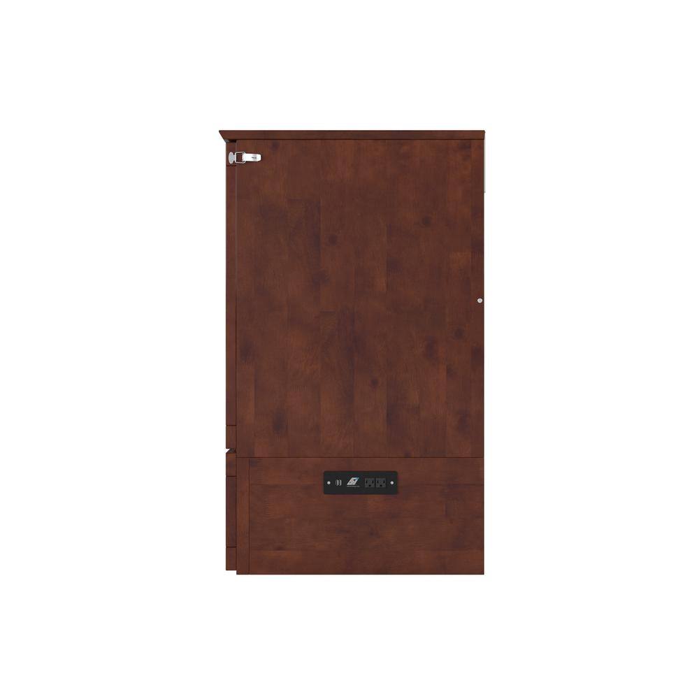 Hamilton Queen Walnut Wood Murphy Bed Chest with Drawer