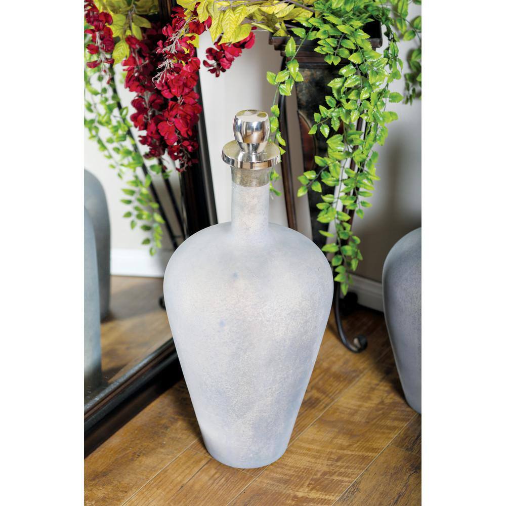Elegant 28" Abstract Gray Glass Statue with Aluminum Accents