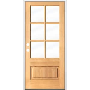 36 in. x 80 in. 3/4 6-Lite with Beveled Glass Clear Stain Right Hand Douglas Fir Prehung Front Door