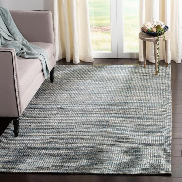 Marbella Blue/Ivory Doormat 3 ft. x 5 ft. Solid Area Rug