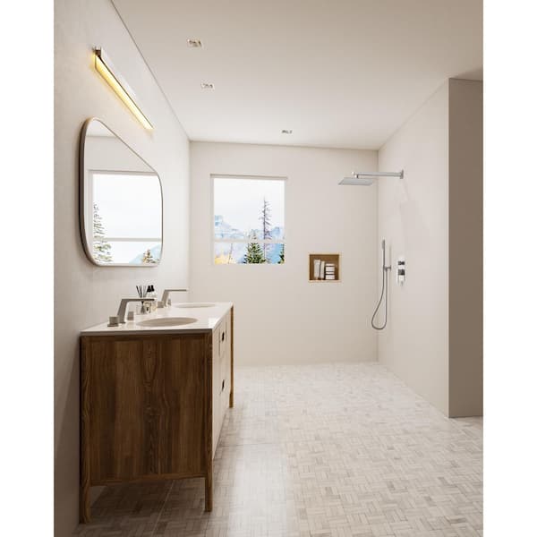 Double Handle 2-Spray Shower Faucet 10 in. Square Shower Head with High Pressure in Brushed Nickel (Valve Included)