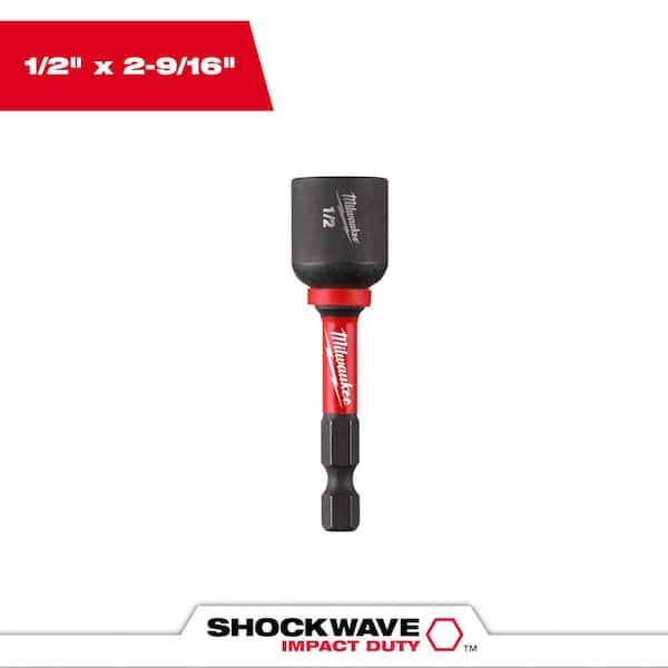 Milwaukee SHOCKWAVE Impact Duty 1/2 in. x 2-9/16 in. Alloy Steel Magnetic Nut Driver (1-Pack)
