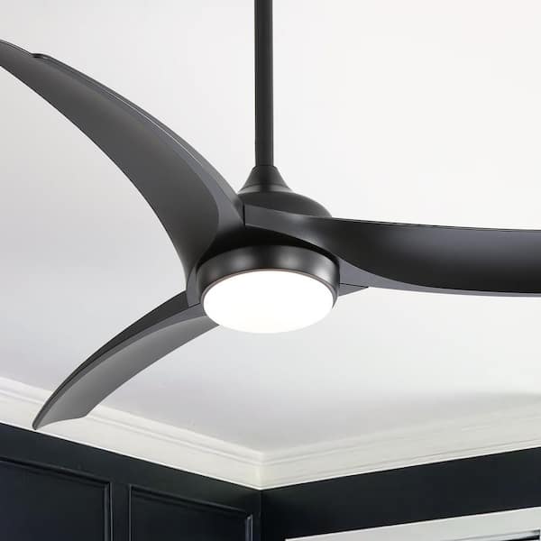 Sofucor 52 in. Indoor/Outdoor Black LED Ceiling Fan with Light Kit and Remote Control