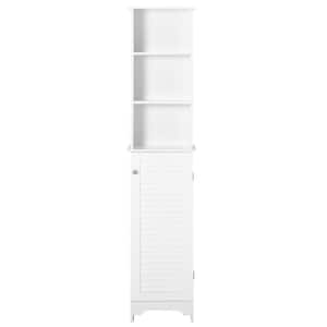 13.5 in. W x 7.75 in. D x 65 in. H Tall Bathroom Storage Wall Cabinet, Linen Tower with 3 Tier Adjustable Shelf-White