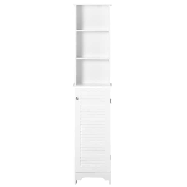 Tileon 13.5 in. W x 7.75 in. D x 65 in. H Tall Bathroom Storage Wall Cabinet, Linen Tower with 3 Tier Adjustable Shelf-White