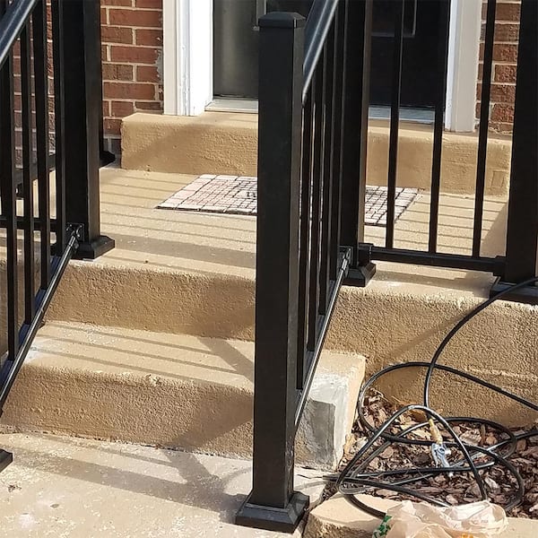 Weatherables 3 in. x 3 in. x 3-2/3 ft. Textured Black Aluminum Post Kit