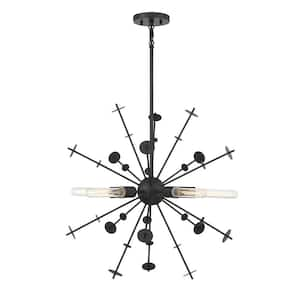 Meridian 26 in. W x 26 in. H 5-Light Matte Black Sputnik Pendant Light