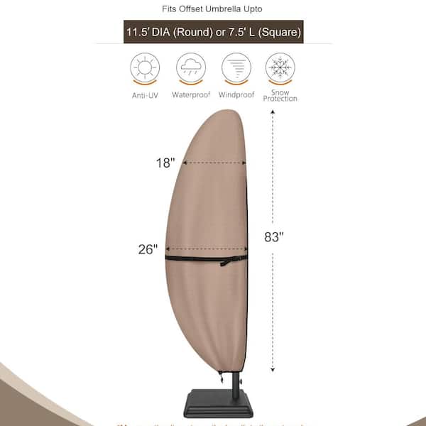 5 foot patio umbrella cover Primehome Waterproof Offset Patio Umbrella Cover, 600D for Cantilever Banana Umbrella 7.5-11.5ft with Storage Pole