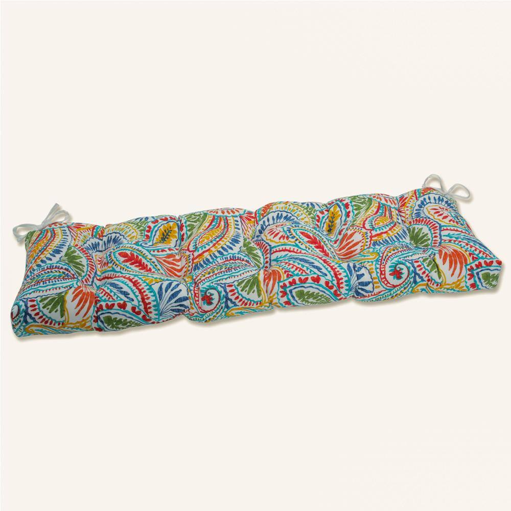 Pillow Perfect Paisley Rectangular Outdoor Bench Cushion in Blue/Multi ...