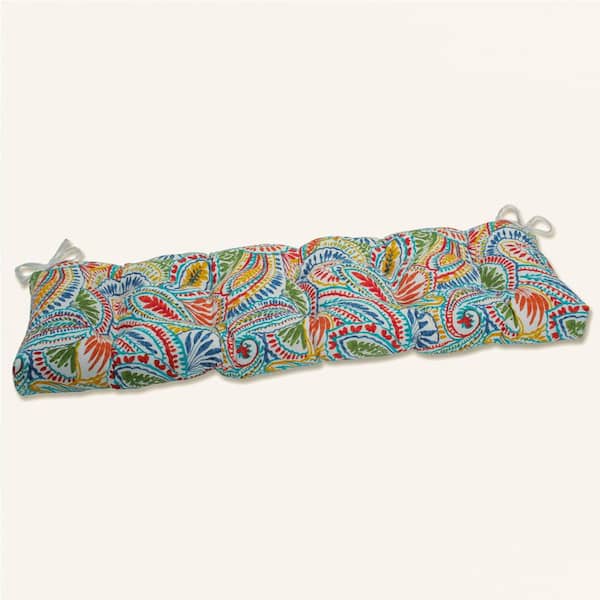 Pillow Perfect Paisley Rectangular Outdoor Bench Cushion in Blue/Multi Ummi