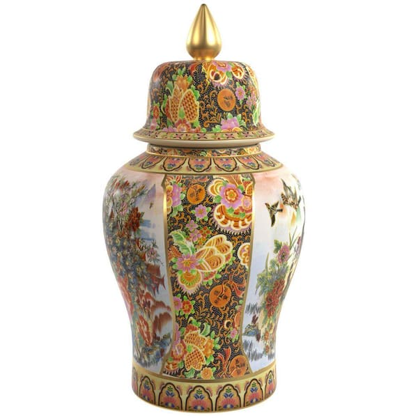 Red Lantern Oriental Furniture 18 in. Rose Medallion Satsuma