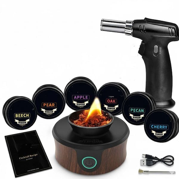 Whiskey Smoker Kit with Torch, 6 Wood Chip Flavors, Electric Smoker for Bourbon and Cocktail Infusion