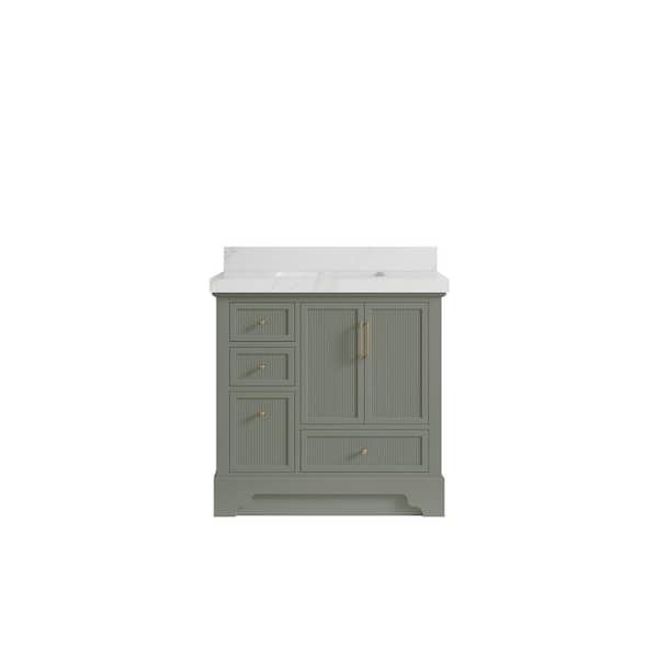 Willow Collections Alys 36 in. W x 22 in. D x 36 in. H Single Sink Bath Vanity Center in Evergreen with 2 in. Calacatta Sienna qt Top